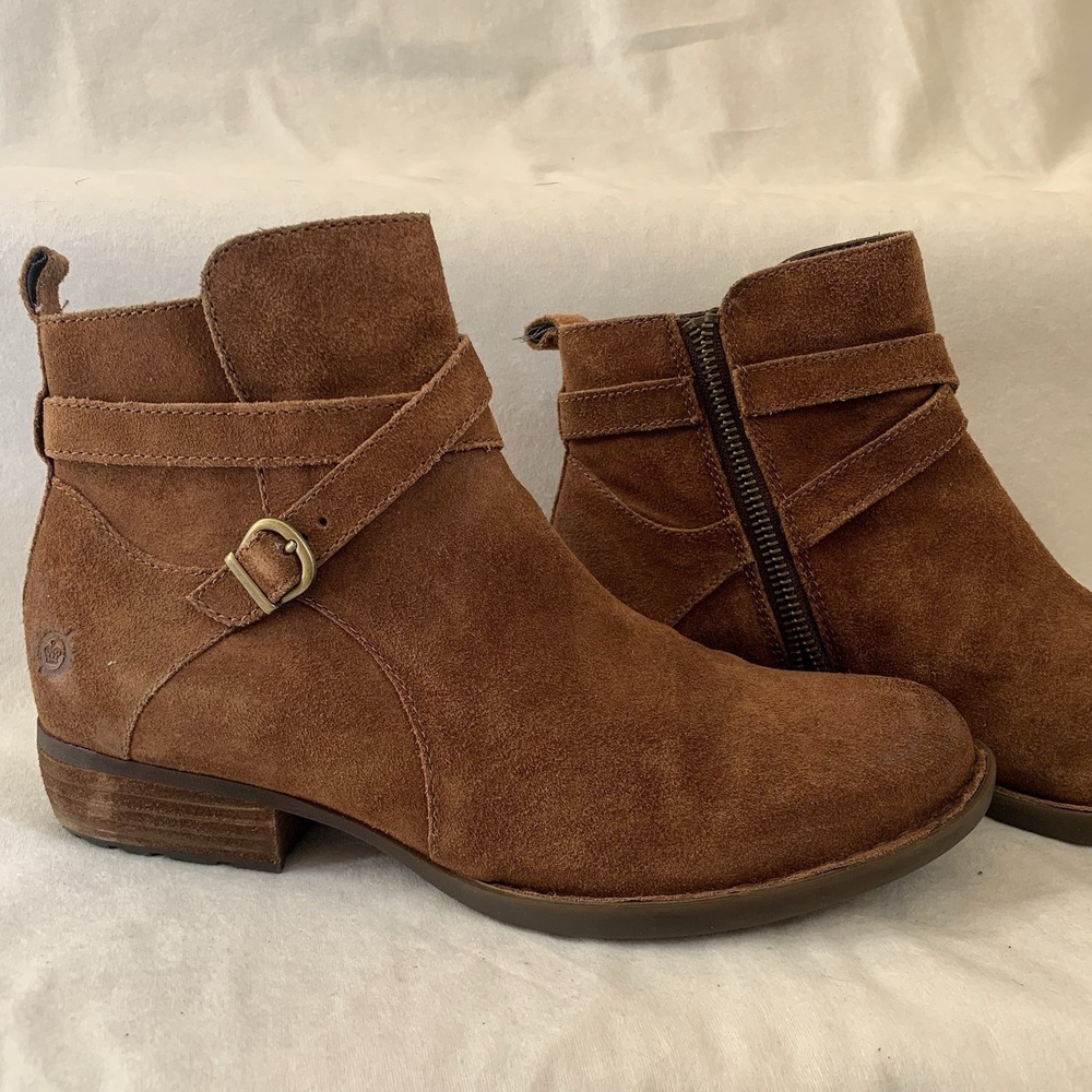 BORN FAYWOOD RUST -Tobacco Distressed Oil Rub SUEDE Ankle Boot SZ- 8.5M Brown - Picture 7 of 16